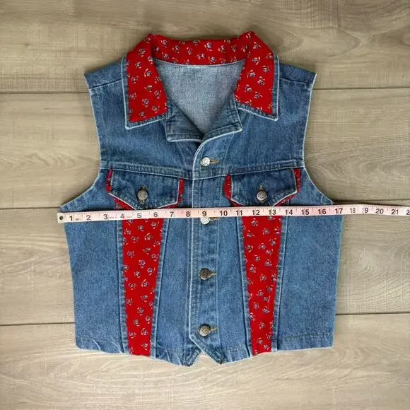 Vintage 80s90s denim red floral - Picture 5 of 5